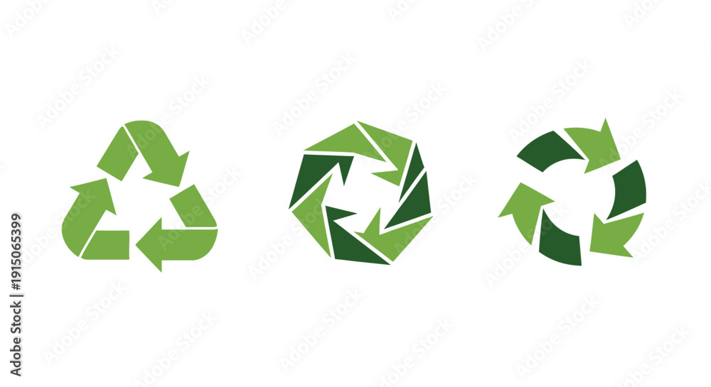 Obraz premium Green Recycling Symbols Set for Environmental Sustainability and Eco-Friendly Concepts