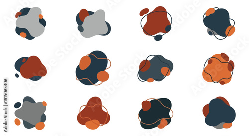 Abstract Organic Fluid Shapes Set with Modern Earthy Colors for Graphic Design Elements
