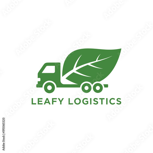 Eco friendly transport truck leaf logo for green shipping Leafy Logistics
