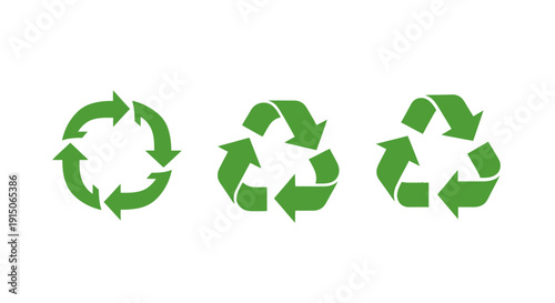 Green Recycle Arrows Symbol Set for Eco-Friendly Concepts