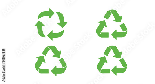 Green recycling symbol set for eco-friendly sustainability and environmental conservation