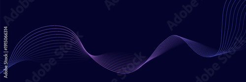 Dark abstract background with glowing wave. Shiny moving lines design element. Modern purple blue gradient flowing wave lines. Futuristic technology concept. EPS10, WEBSITE
