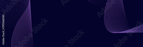 Dark abstract background with glowing wave. Shiny moving lines design element. Modern purple blue gradient flowing wave lines. vector illustration