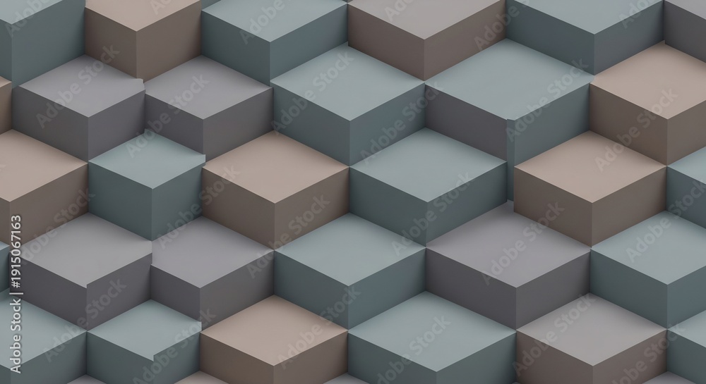 Obraz premium Abstract Geometric Pattern of Interlocking Cubes in Muted Tones.