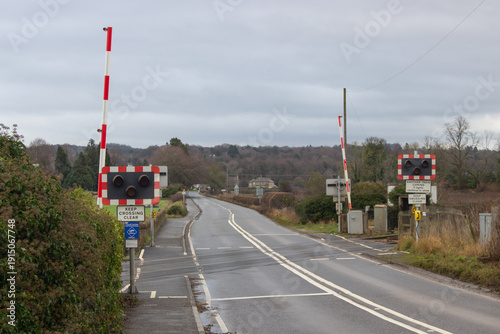 Fotografie Level crossing with half barriers near Corbridge, Northumberland, UK