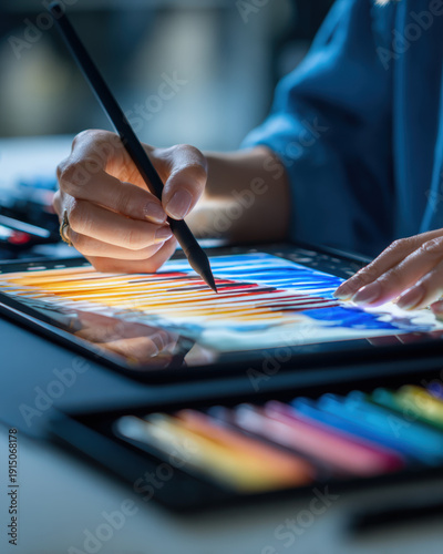 Digital Painting: Woman Artist at Work