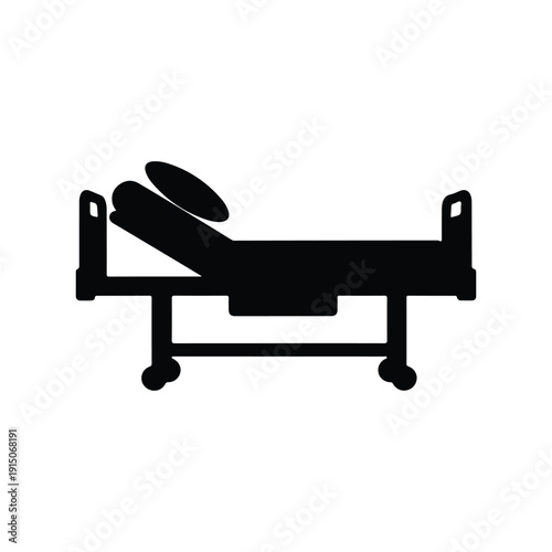 Hospital Bed Silhouette Medical Vector Illustration