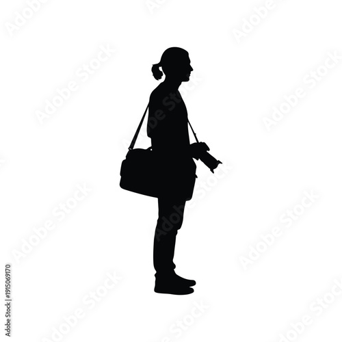 Photographer Carrying Camera Bag Silhouette