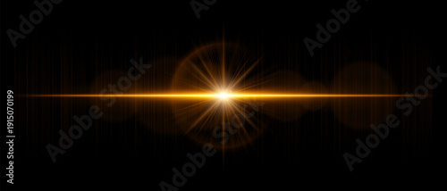 Horizontal optical flare with luminous reflections and realistic transparency. Suitable for overlays, digital lighting, and bright visual design projects.