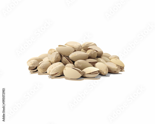 A pile of shelled pistachios on a white background showcasing their natural color