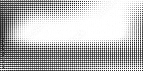 Monochrome halftone background with a gradient of dots creating a modern and minimalist design element EPS vector