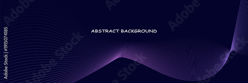 Dark abstract background with glowing wave. Shiny moving lines design element. Modern purple blue gradient flowing wave lines. modern trendy design