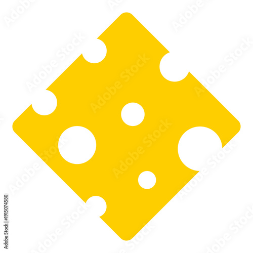 Yellow Swiss Cheese Slice Icon with Holes for Food Illustration