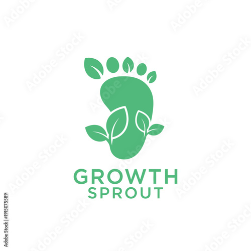 Green footprint leaf icon for agriculture organic logo Growth Sprout