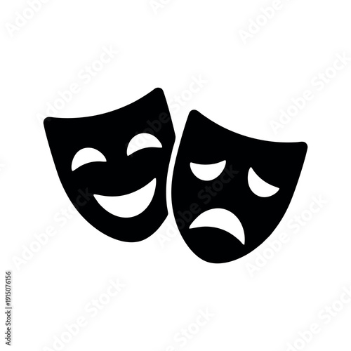 This image features the classic comedy and tragedy masks, which are symbolic representations of theater and drama. The smiling mask represents comedy, joy, and happiness, while the frowning mask
