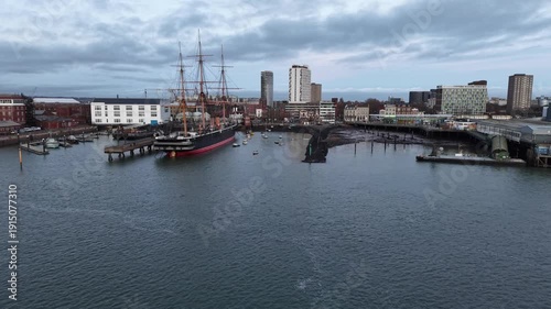 Wallpaper Mural HMS Warrior Portsmouth historic naval dockyard UK drone,aerial Torontodigital.ca