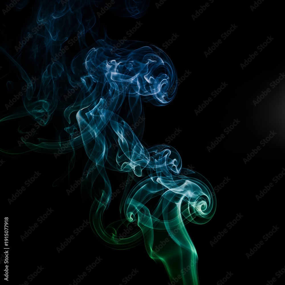 Obraz premium Mystical Blue and Green Smoke Swirls