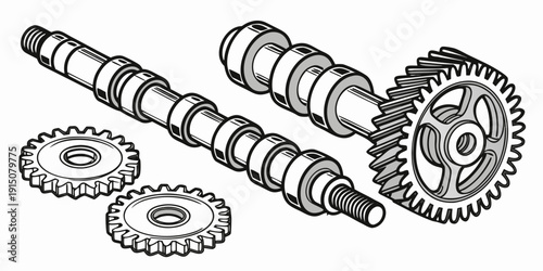 A detailed illustration of various mechanical gears and their components.