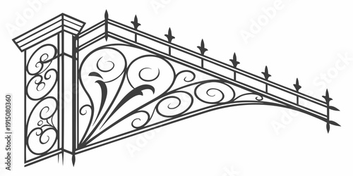 Intricate black and white illustration of an ornate architectural corbel