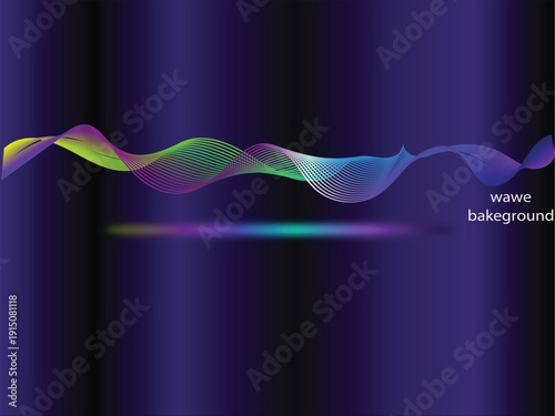 A sophisticated deep purple background featuring a flowing, multi-colored neon wave that transitions smoothly through shades of lime green, magenta, and blue with a soft glowing reflection.