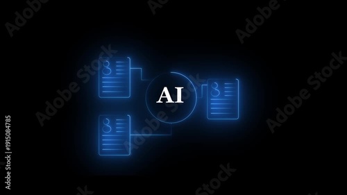 AI recruitment. Automated resume screening and skills assessment. Business manager using AI-powered hiring automation system.