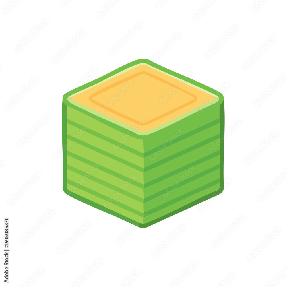 Fototapeta premium Stacked green and yellow square block illustration