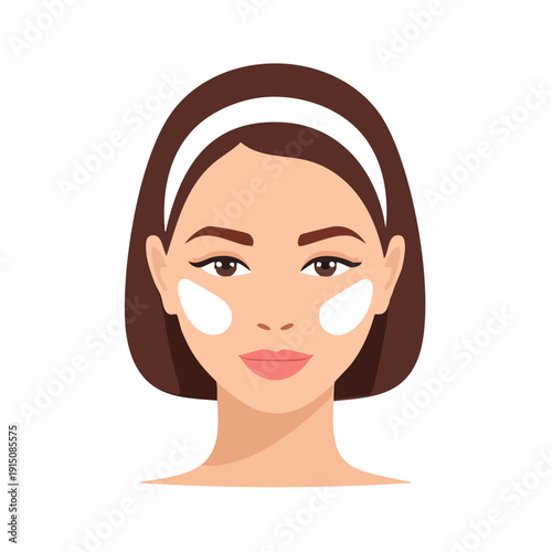 Woman with under eye patches, self-care skincare routine, beauty treatment