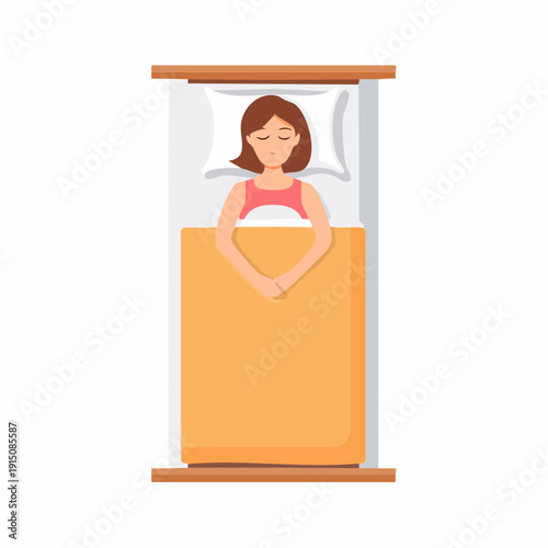 Woman sleeping peacefully in bed, top view