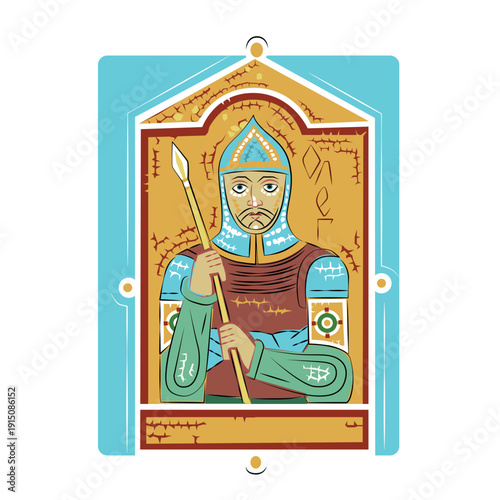 Foto Vector image of a mosaic depicting Prince Oleg
