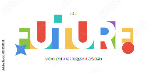 Cutout Negative Space Font Logo Alphabet Color Geometric Blocks Letter Set Modern Typography, Creative Typographic Design for Poster Headline, Type Symbol Logotype, Colorful Fonts. Vector Typeface