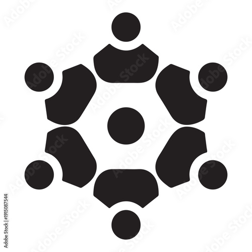 A group of people connected in a circle forming a hexagon shape