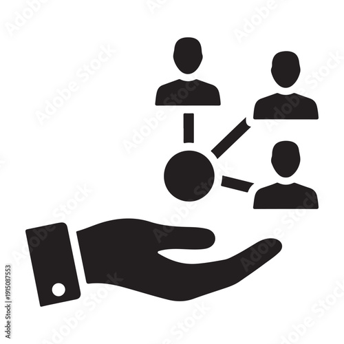 A hand connecting people in a network relationship
