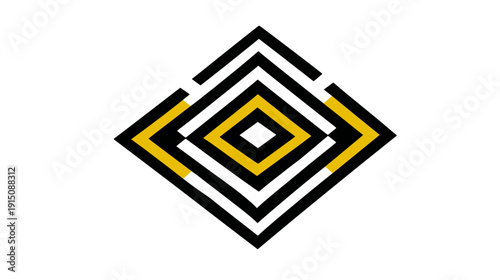 Geometric abstract logo design featuring concentric diamond shapes with a black and yellow color scheme