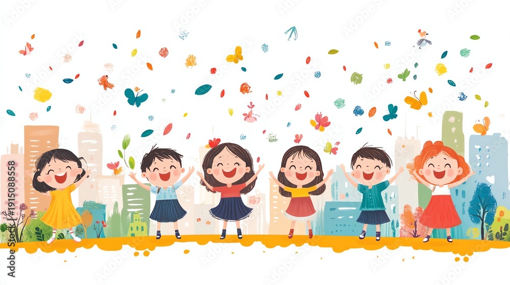 Fototapeta premium Illustration of Childrens Day Children