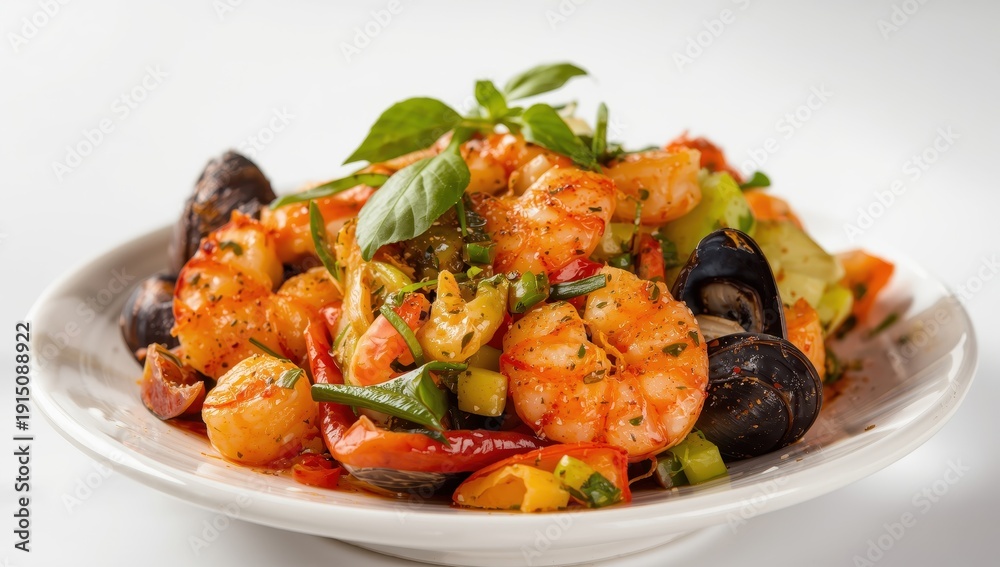 Fototapeta premium Thai spicy seafood salad is a type of food