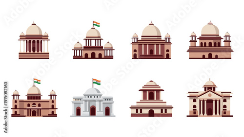 Iconic indian architecture collection featuring historical landmarks in flat design