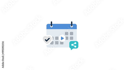 Calendar Icon with Checkmark and Share Symbol.