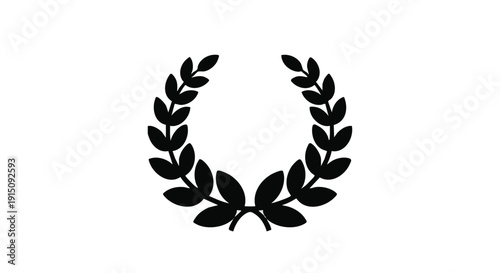 Laurel Wreath Silhouette Icon Isolated on White Background