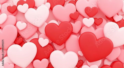 Charming Valentine s Day Heart Display, 3D Rendered in Soft Pastel Colors, Evoking Love and Warmth