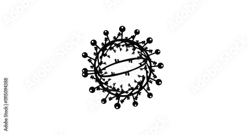 Virus cell illustration, microscopic pathogen, medical concept