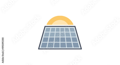 Solar panel illustration symbolizing renewable energy source with sun above clean energy