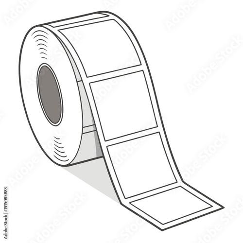 A roll of blank stickers on a white background