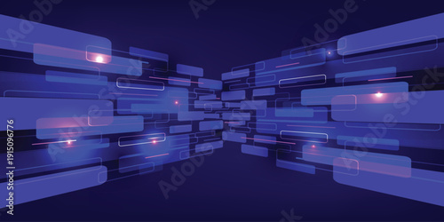 Abstract perspective futuristic technology geometric with light burst dark blue background