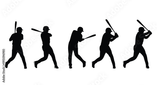 Baseball Player Silhouettes in Action