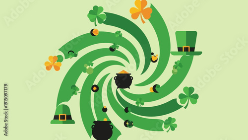 St. Patricks Day Festive Swirl with Symbols.