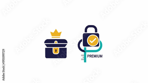 Secure Lock and Treasure Box Icons.