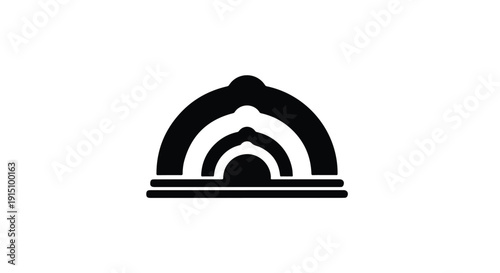 black and white food cloche icon