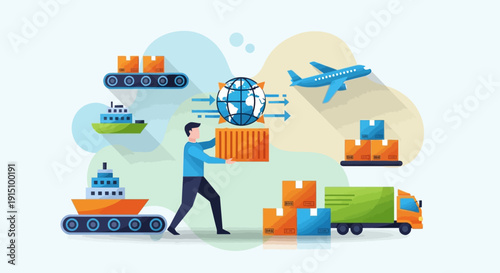 Global Logistics and Freight Transportation Services Seamlessly Connected Worldwide