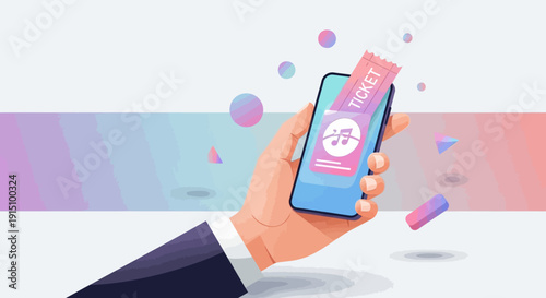 Digital Concert Ticket Held on Smartphone for Easy Access to Event
