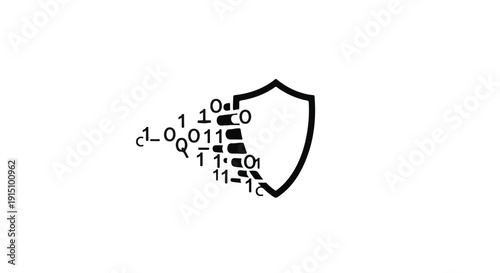 Binary code shield with 1s and 0s, cybersecurity concept
